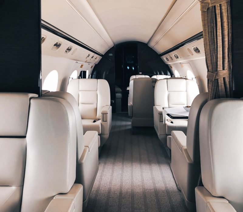 Interior of a private luxury jet